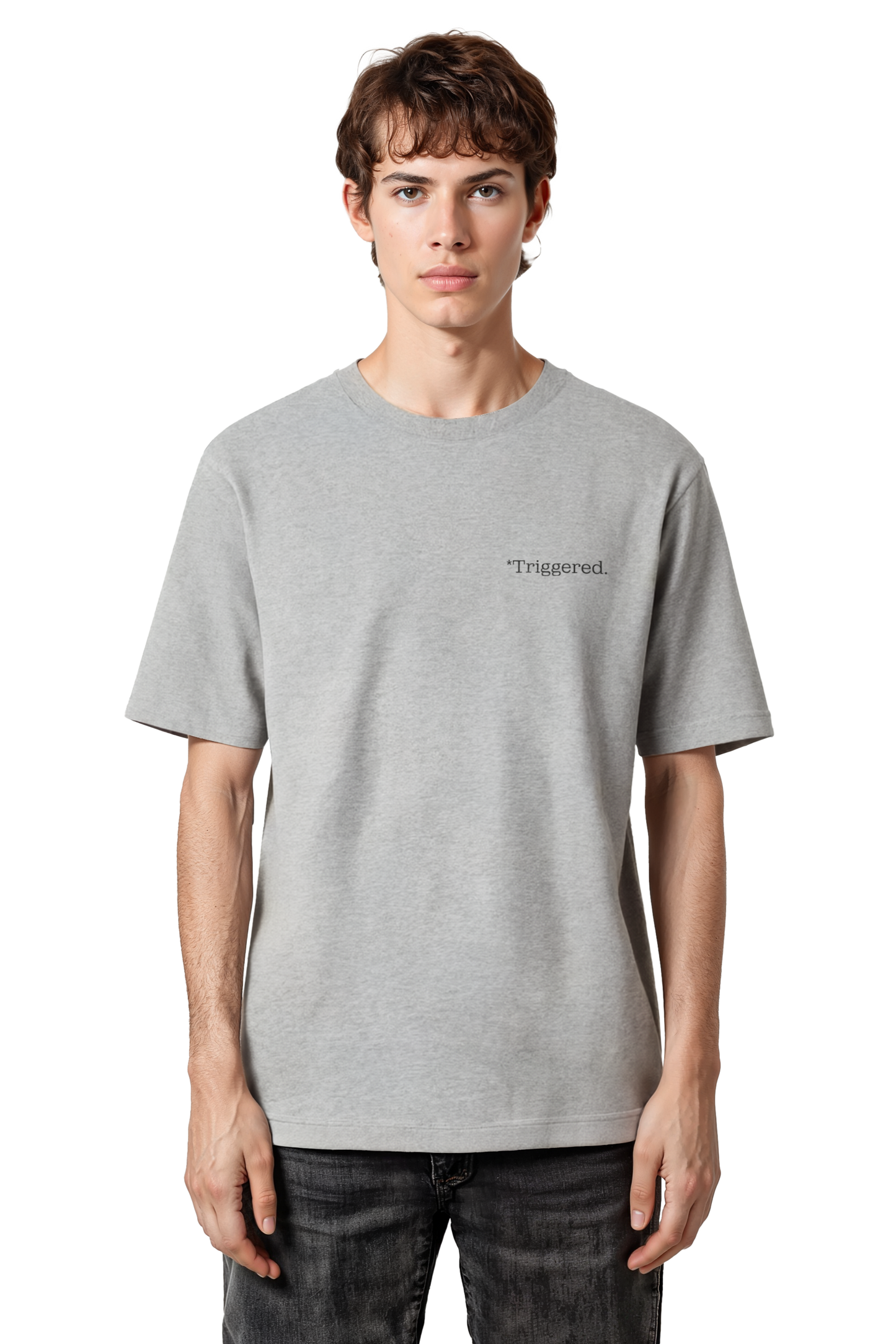 Short sleeves t-shirt in cotton color gray with triggered text