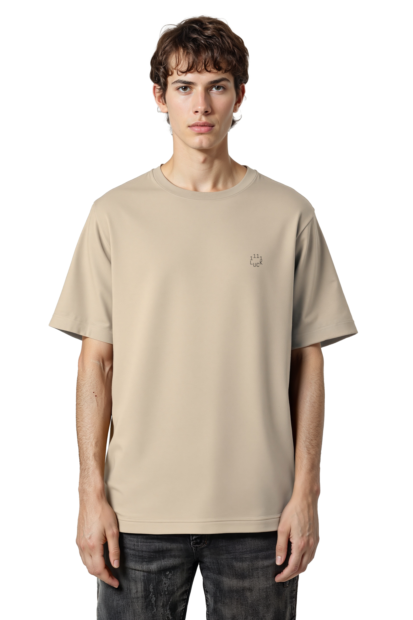 Short sleeves t-shirt in cotton color sand with logo