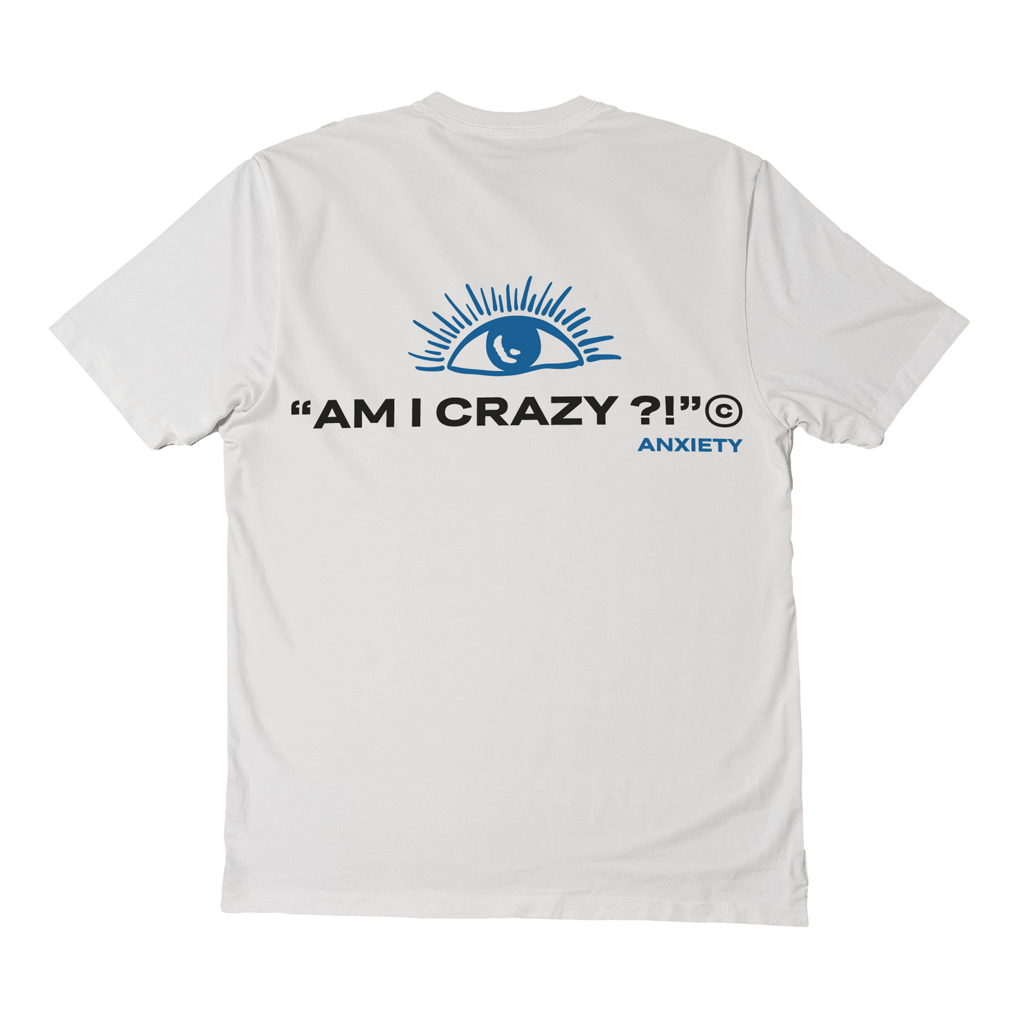 Short sleeves t-shirt in cotton color white with anxiety design