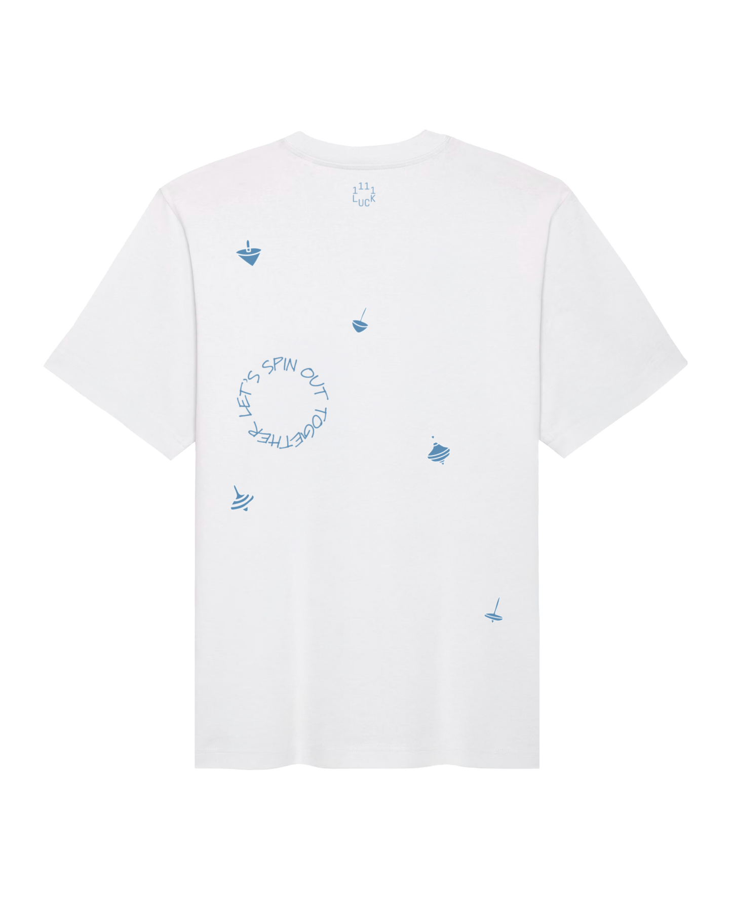 Short sleeves t-shirt in cotton color white with blue designs