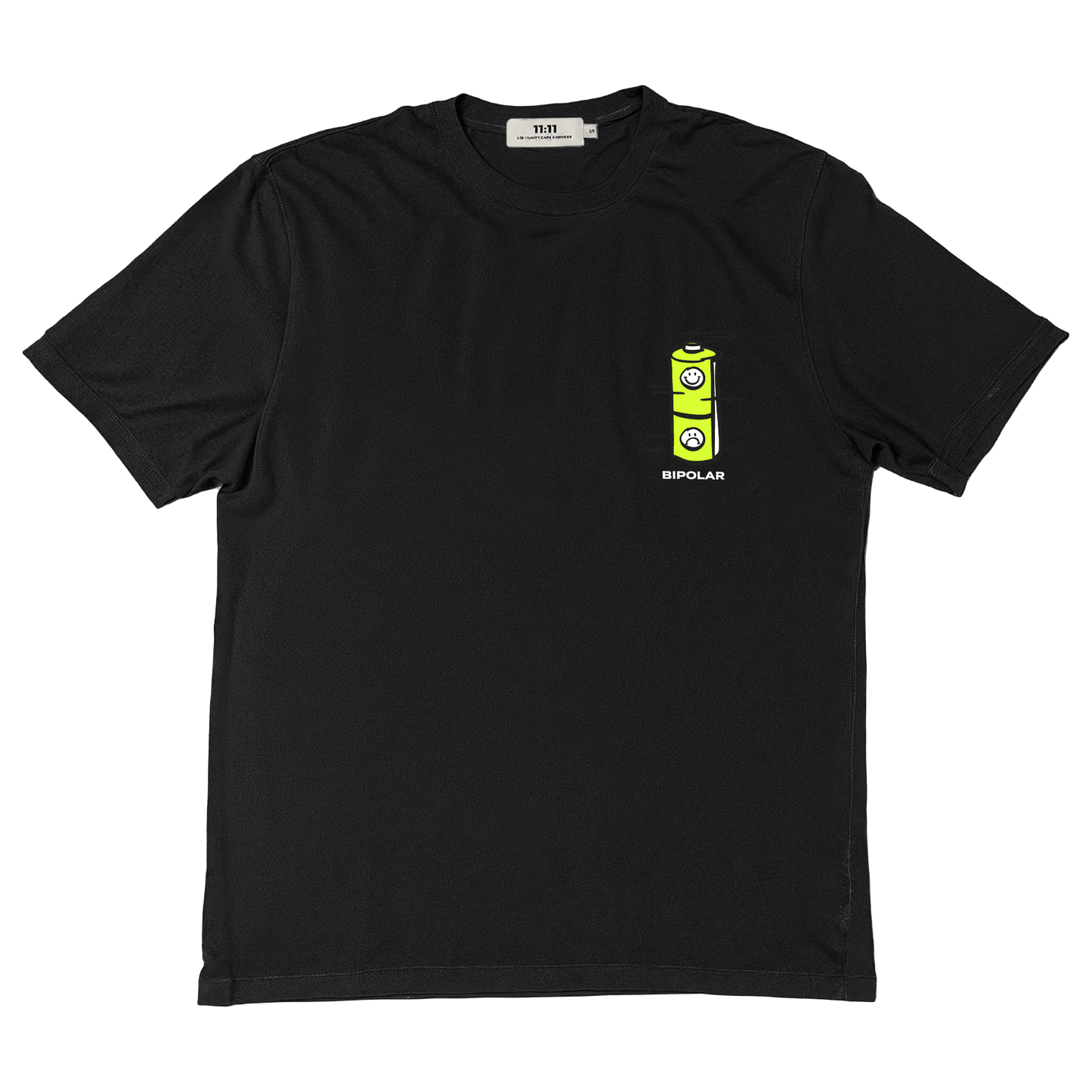 Short sleeves t-shirt in cotton color black with bipolar design