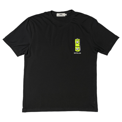 Short sleeves t-shirt in cotton color black with bipolar design