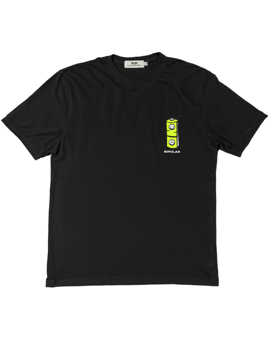 Short sleeves t-shirt in cotton color black with bipolar design