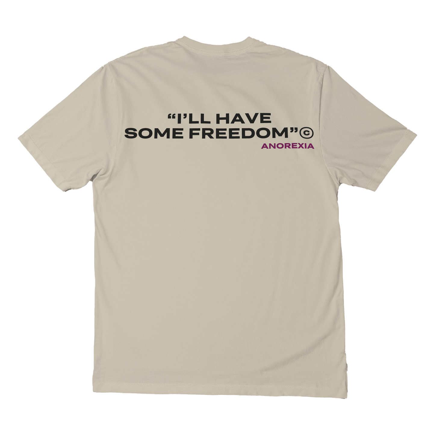 Short sleeves t-shirt in cotton color cream with anorexia design