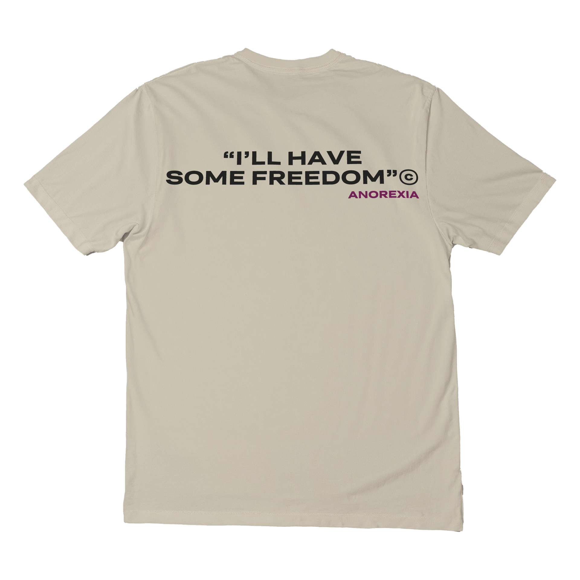 Short sleeves t-shirt in cotton color cream with anorexia design