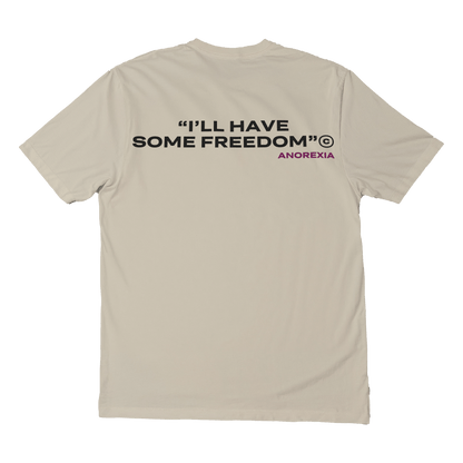 Short sleeves t-shirt in cotton color cream with anorexia design