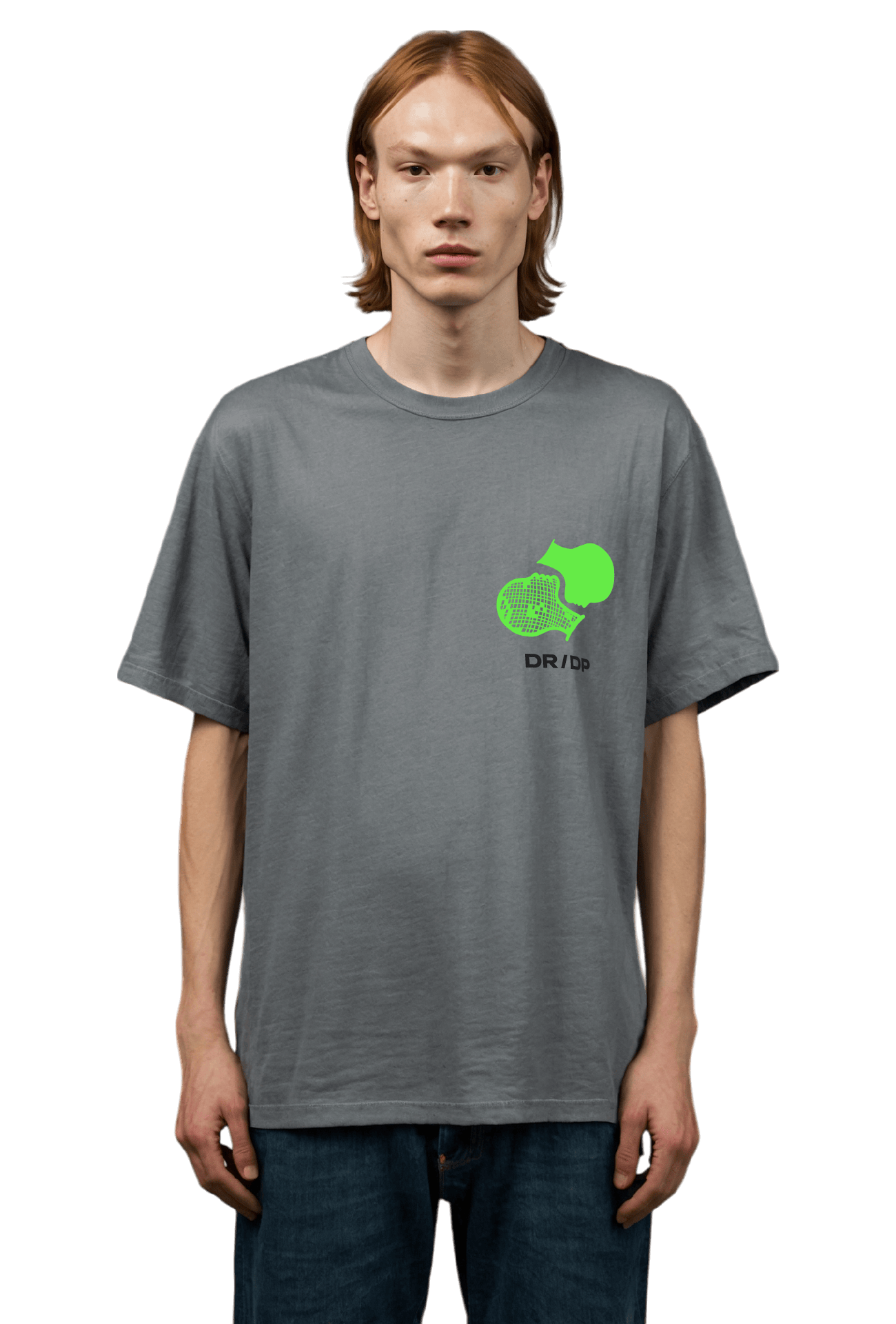 Short sleeves t-shirt in cotton color gray with drdp design