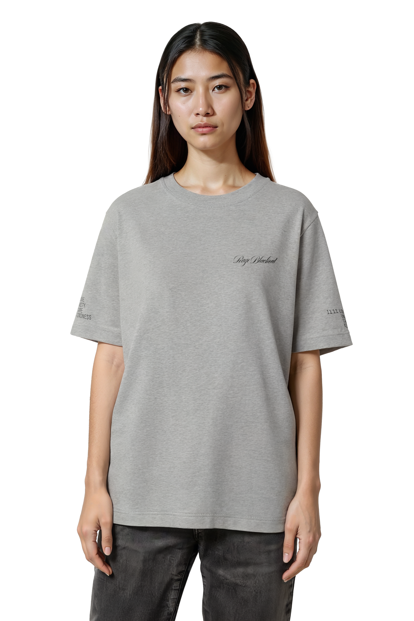 Short sleeves t-shirt in cotton color gray with rage blackout text