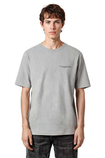 Short sleeves t-shirt in cotton color gray with triggered text