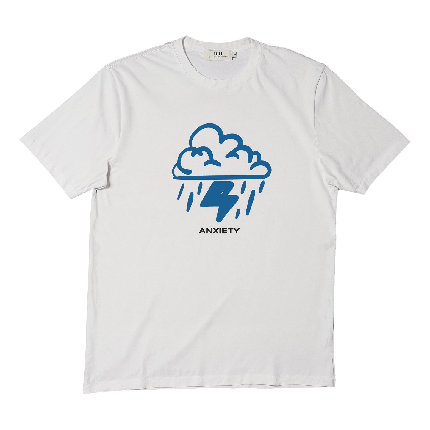 Short sleeves t-shirt in cotton color white with anxiety design