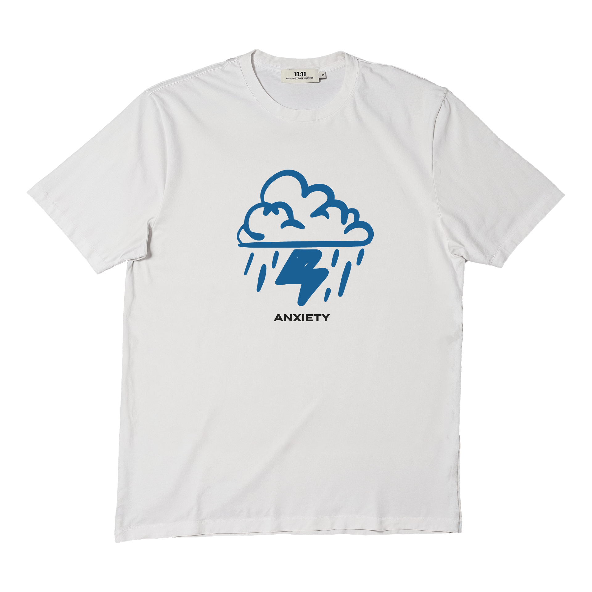 Short sleeves t-shirt in cotton color white with anxiety design