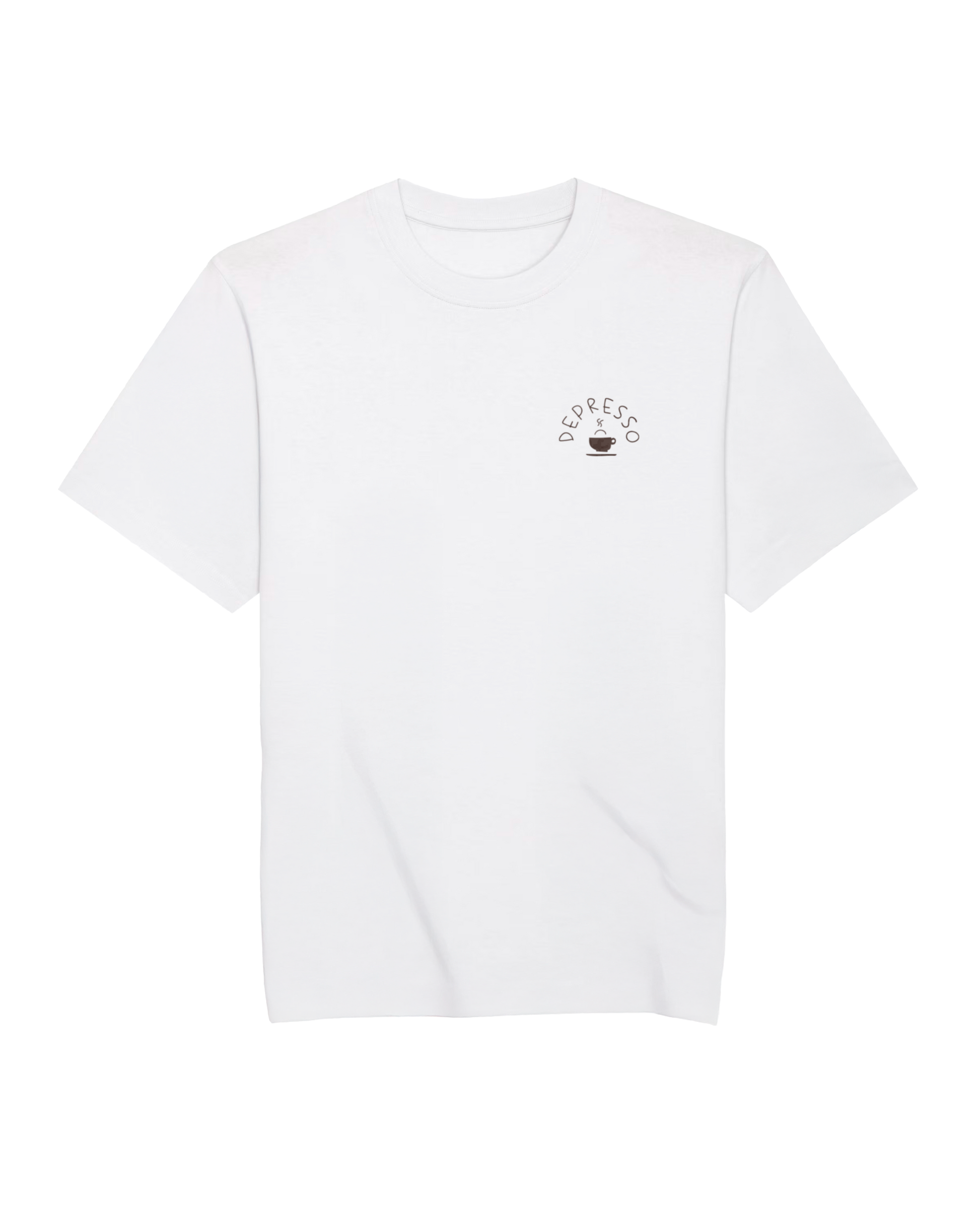 Short sleeves t-shirt in cotton color white with depresso text