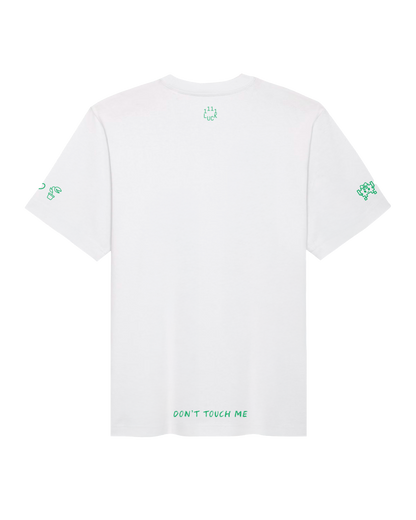 Short sleeves t-shirt in cotton color white with green designs